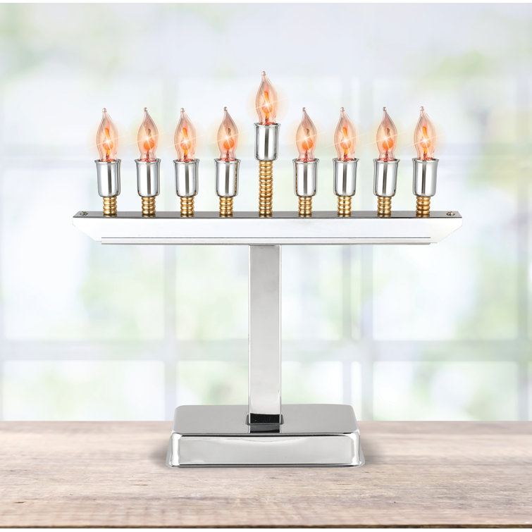 The Holiday Aisle® Electric Menorah Highly Polished Chrome Plated With